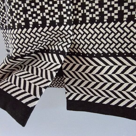 J. Crew Black/White Paneled Geometric Jacquard Dress Size 00 - Picture 9 of 10